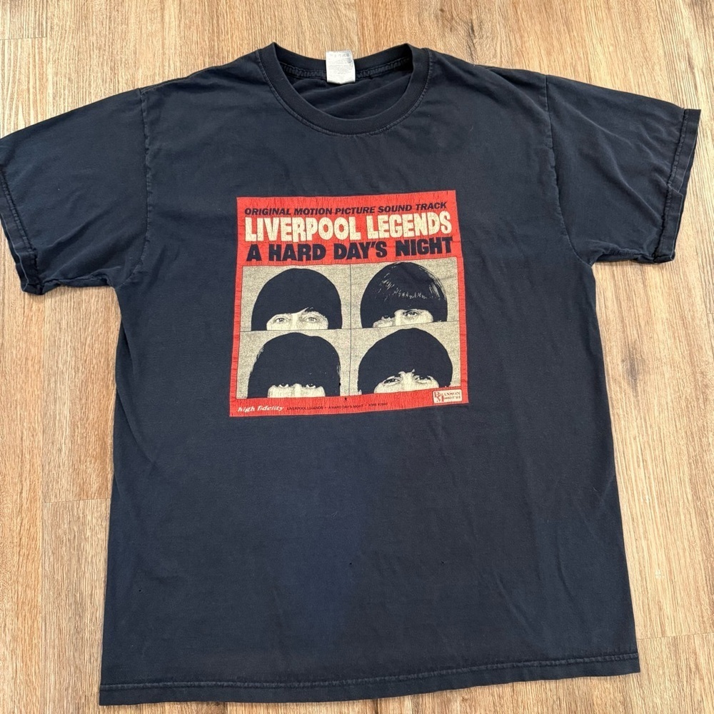 The Beatles LIVERPOOL LEGENDS A Hard Day's Night Soundtrack T-Shirt Large FLAW